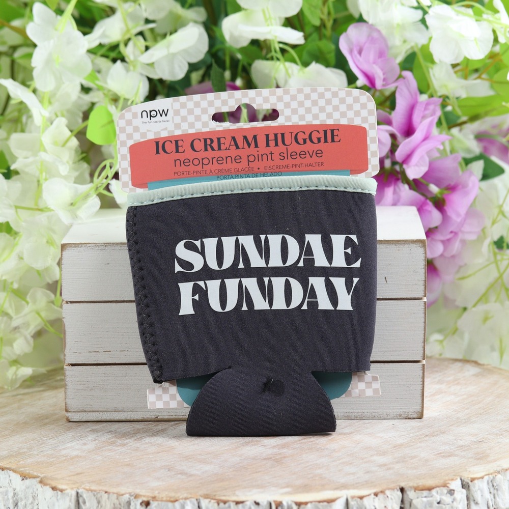 NPW Ice Cream Huggie Neoprene Pint Sleeve Sundae Funday Black Insulated Holder